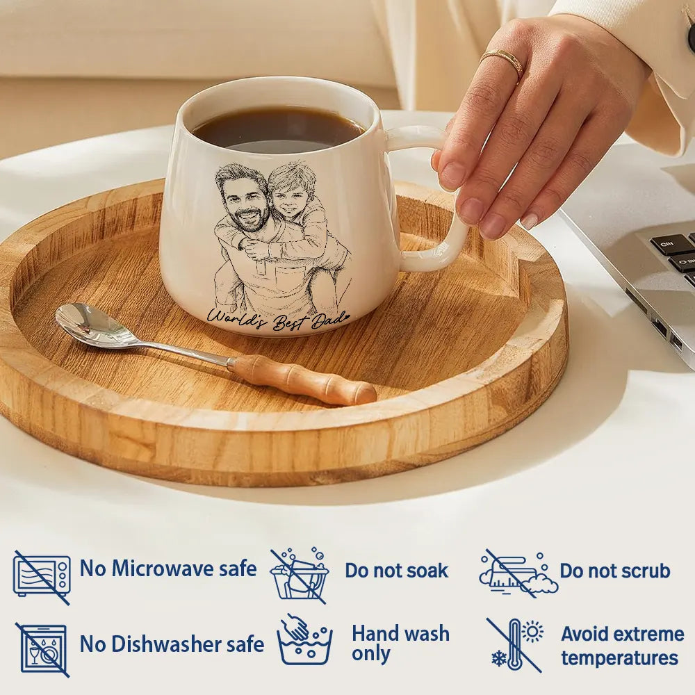 Custom Photo Pencil Sketch Best Dad Ever Dad Family Gift - Personalized Tapered Mug