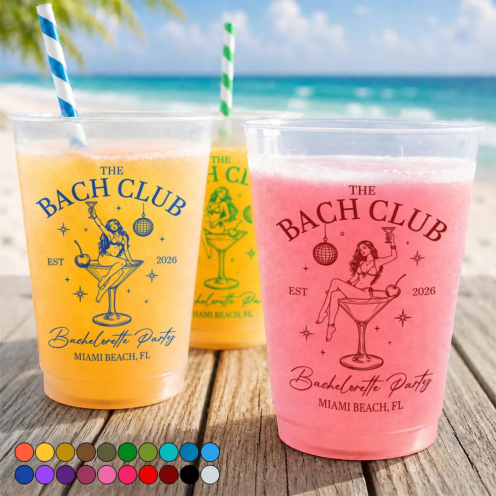 The Beach Club Bachelorette Party - Personalized Frosted Cups