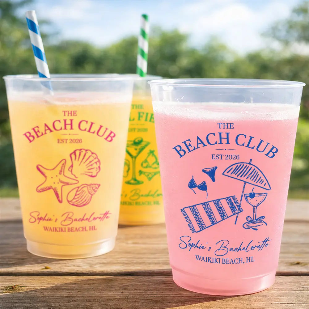 The Beach Club Bachelorette Party - Personalized Frosted Cups