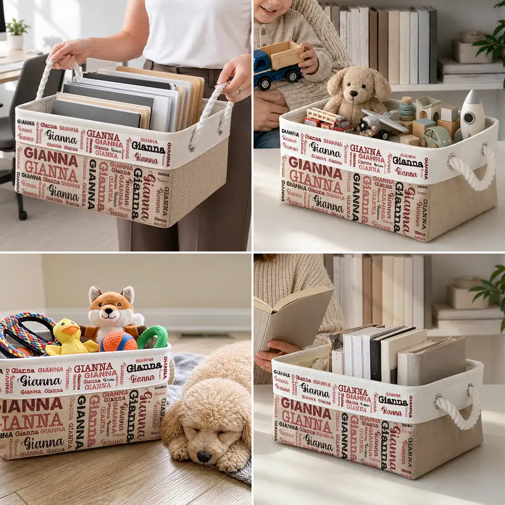 Kid Baby Family Custom Name - Personalized Storage Basket