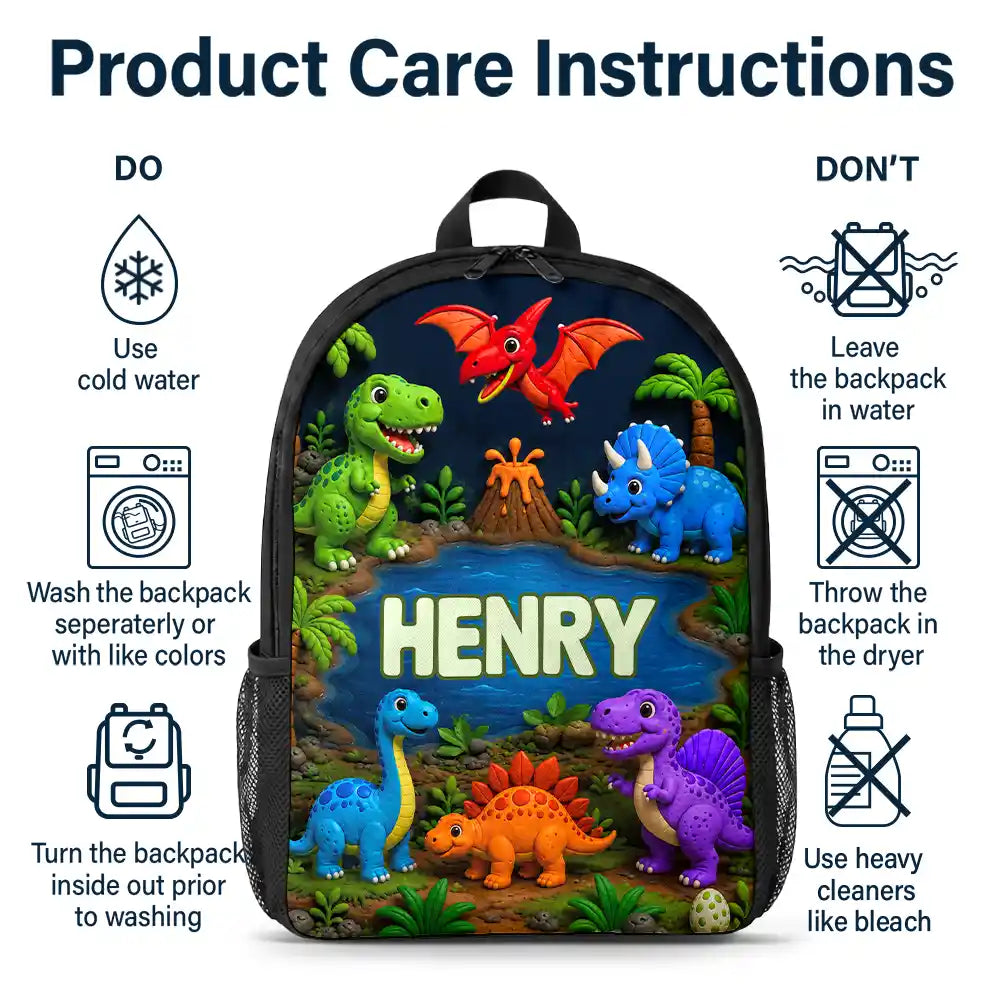 Kids Adventure With Dinosaur Unicorn & Wild Animal - Personalized Kids Backpack