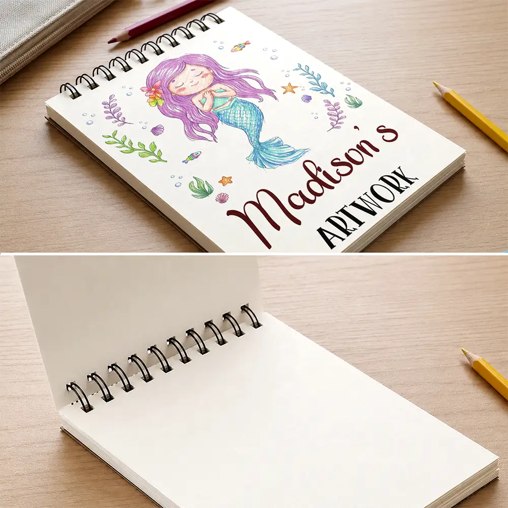 Kids Artwork Mermaid Robot Boys Girls - Personalized Sketchbook