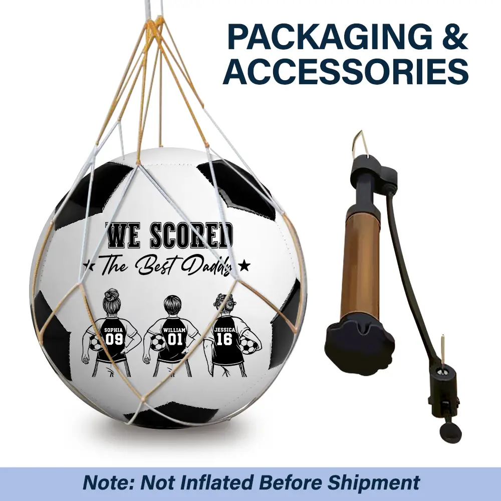Kids Backside Line Art We Scored The Best Dad - Personalized Soccer Ball