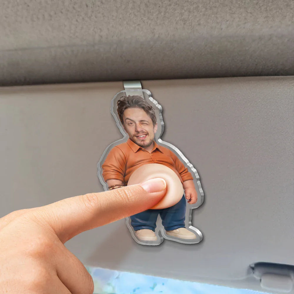 Custom Photo Belly Character Family Member - Personalized Squishy Acrylic Car Visor Clip
