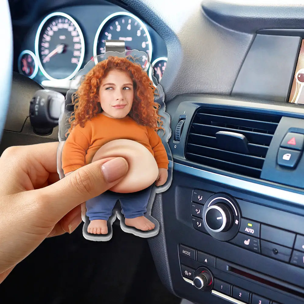 Custom Photo Belly Character Family Member - Personalized Squishy Acrylic Car Visor Clip