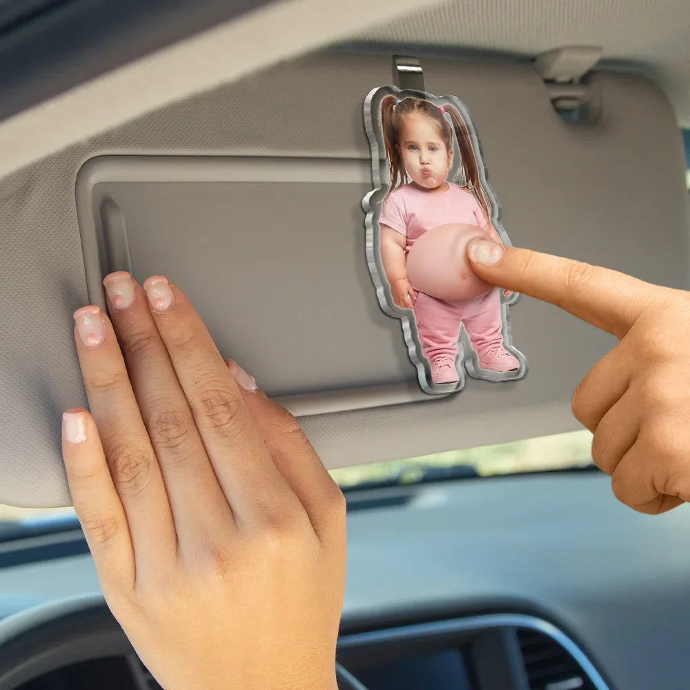 Custom Photo Belly Character Family Member - Personalized Squishy Acrylic Car Visor Clip