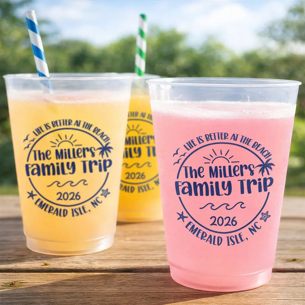 Life Is Better At The Beach Family Trip - Personalized Frosted Cups