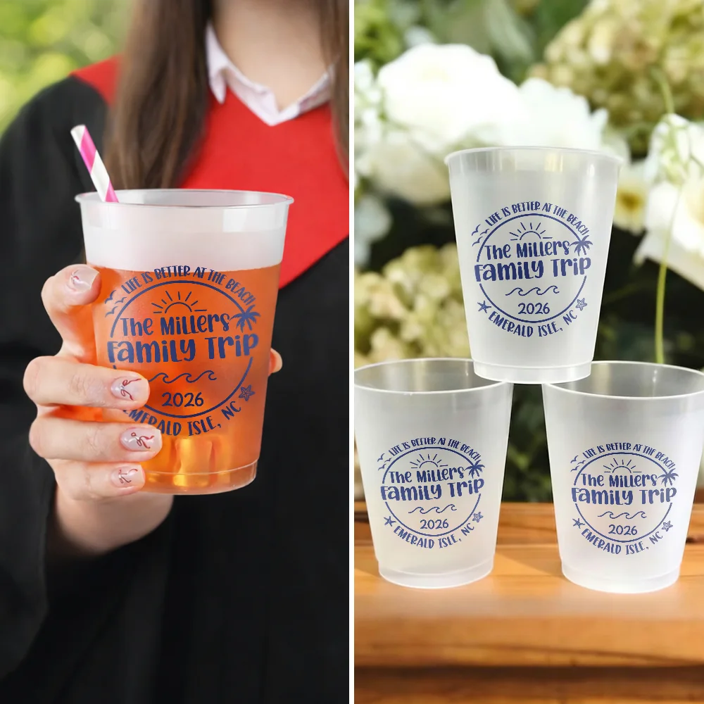 Life Is Better At The Beach Family Trip - Personalized Frosted Cups