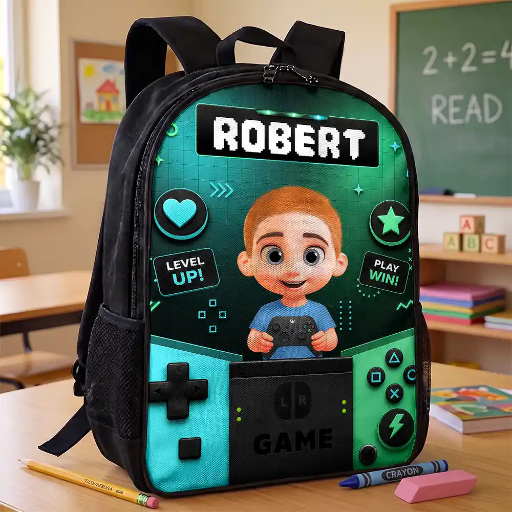 Little Boy Girl Playing Game - Personalized Kids Backpack