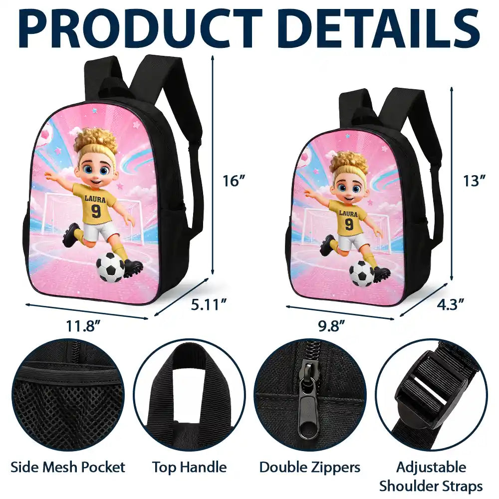 Little Kids Soccer Player - Personalized Kids Backpack