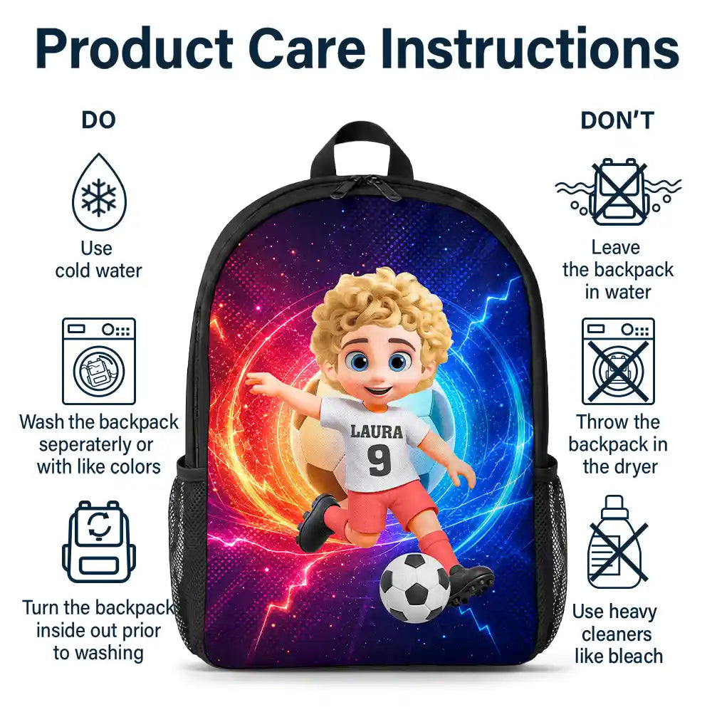 Little Kids Soccer Player - Personalized Kids Backpack