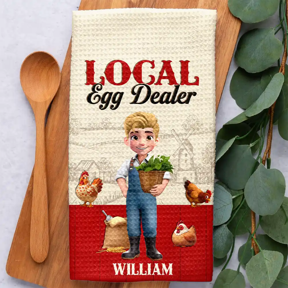 Local Egg Dealer Chicken Farm - Personalized Kitchen Towel