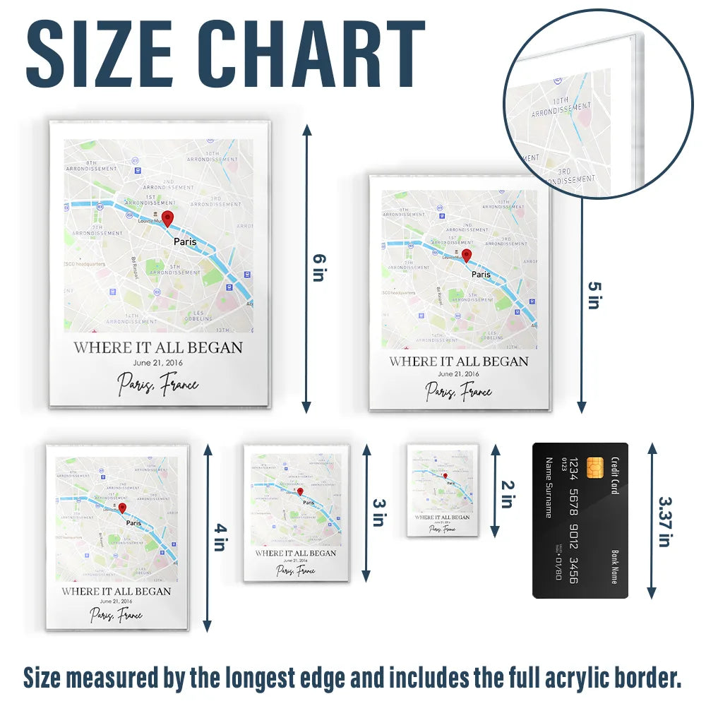 Location Map Travel Keepsake For Family And Friends - Personalized Acrylic Magnet