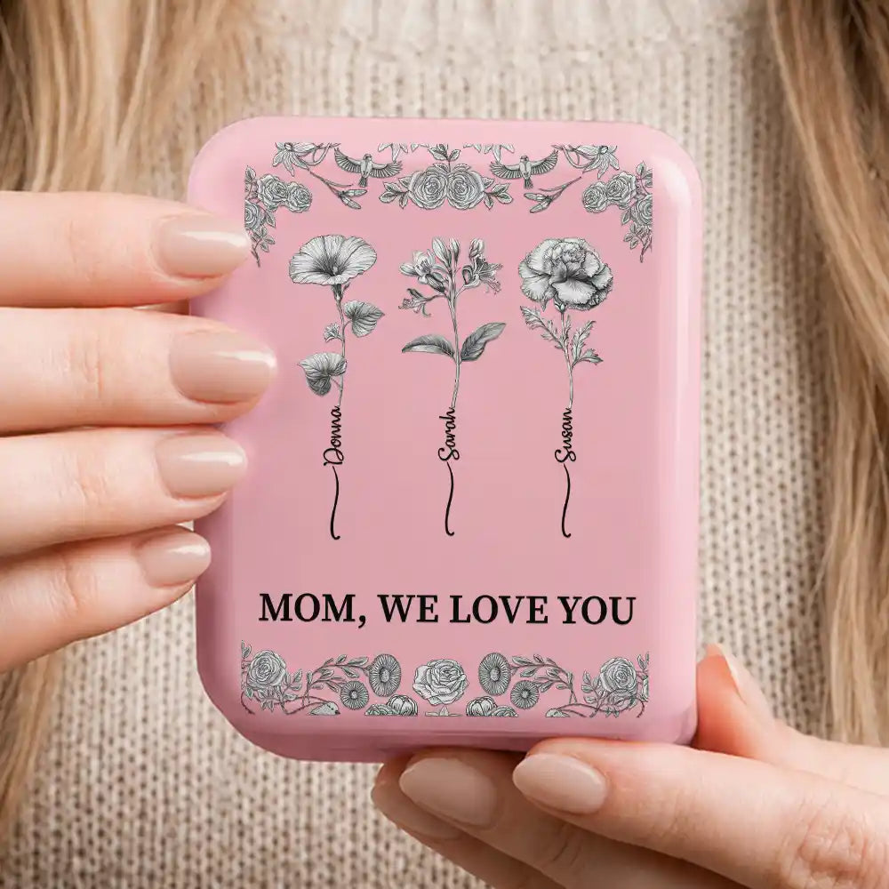 Love Between Mother Daughter Birth Flower Toile - Personalized LED Compact Mirror