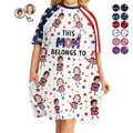 Custom Photo Stars & Stripes This Mom Grandma Belongs To - Personalized Women's Sleep Tee