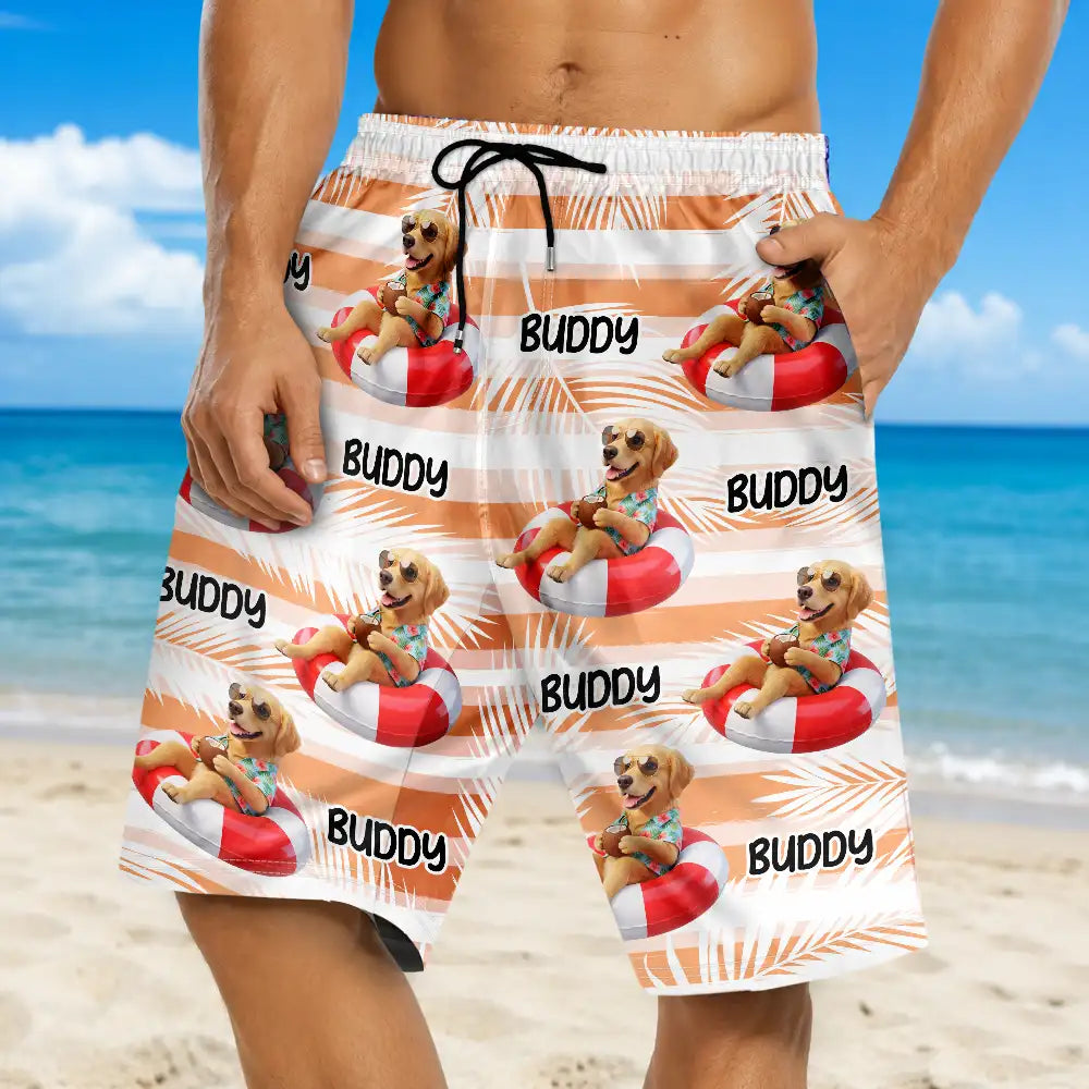 Custom Photo 3D Summer Concept Poolside Beach Vacation Dog Cat - Personalized Unisex Beach Shorts