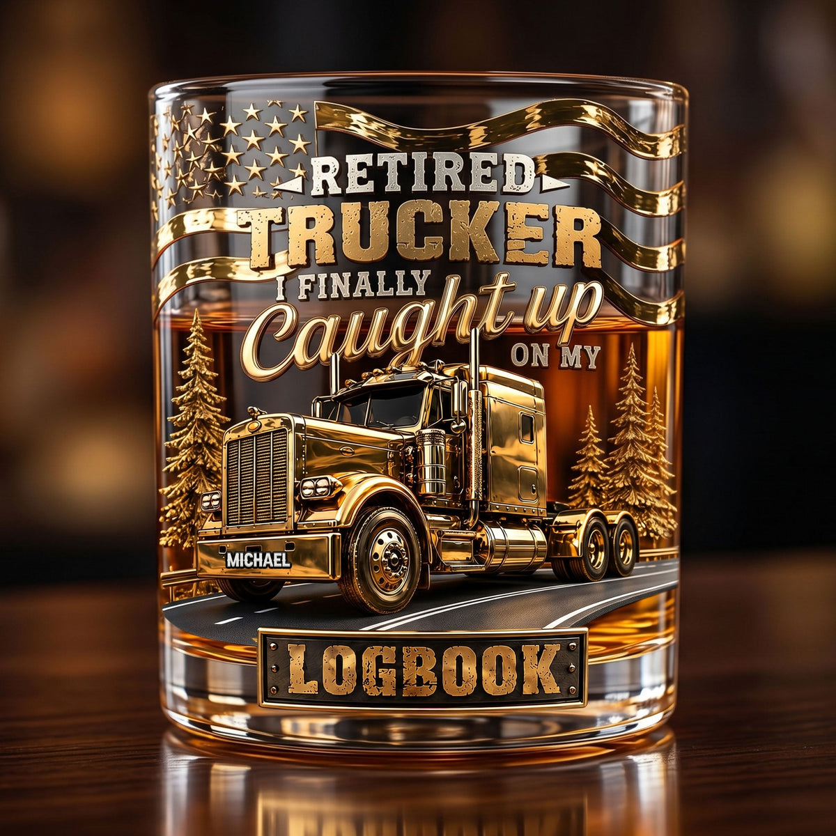 Fun Retired Trucker Round Glass-Personalized Gifts For Trucker 04QHTI240626