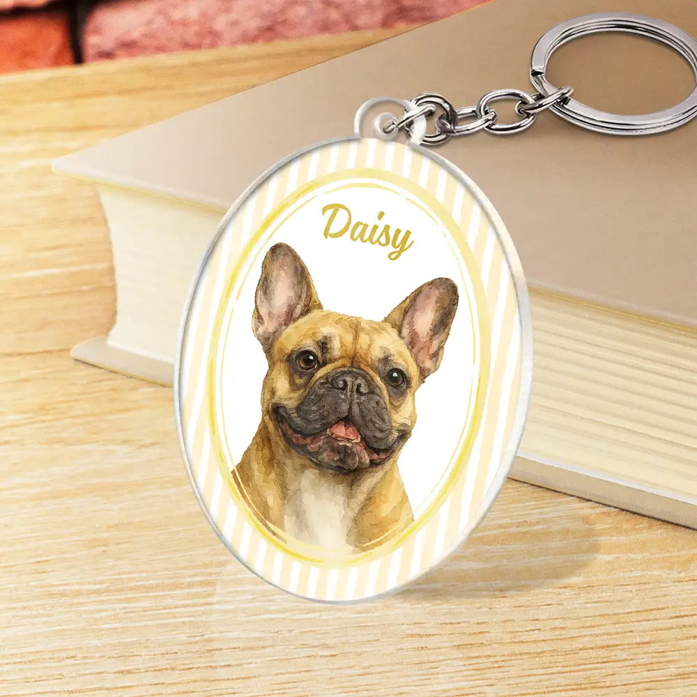 Custom Photo Realistic Watercolor Art Dog Cat Pet Baby Portrait Vintage - Personalized Acrylic Keychain