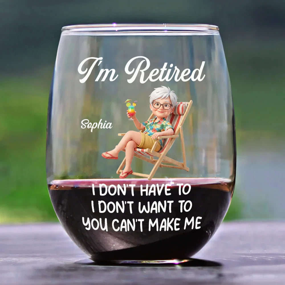 Custom Photo 3D Summer Concept Every Sip Tastes Like It's Not My Problem Anymore Retirement - Personalized Stemless Wine Glass