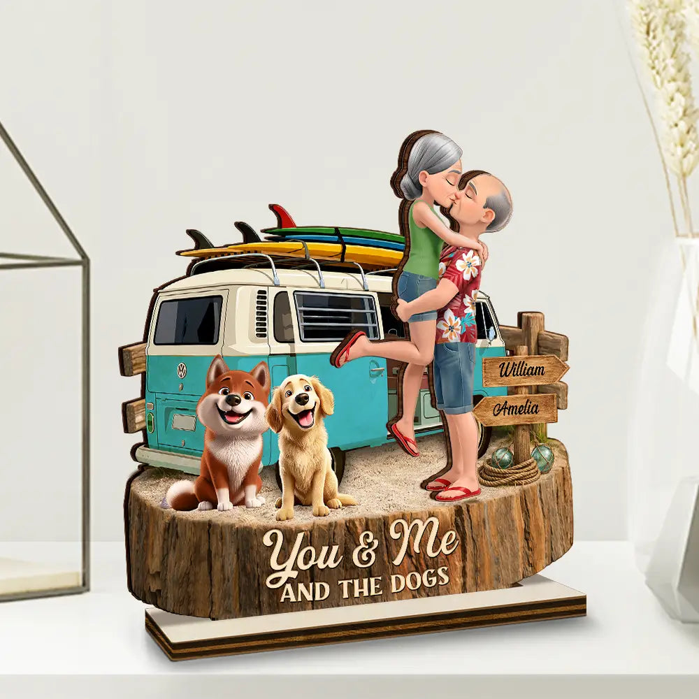 Beach Vibe You And Me And The Dogs - Personalized Custom Shaped Wooden Plaque