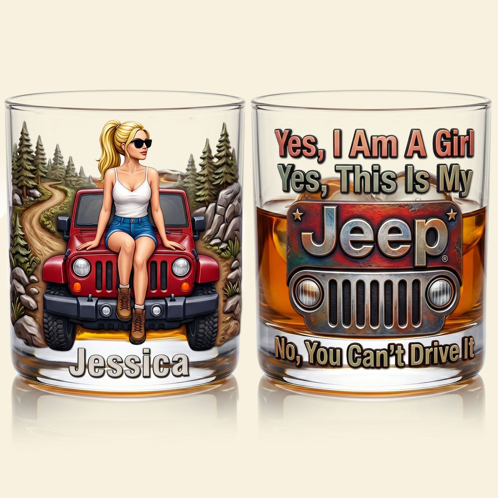 Off-Road Girl 11oz Round Glass - Personalized Gifts For Travel Lover Girl Glass 04HUTI090626