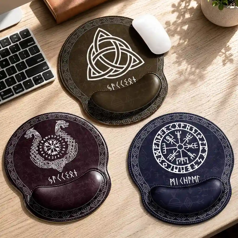 Name In Viking Runes - Personalized Leather Mouse Pad