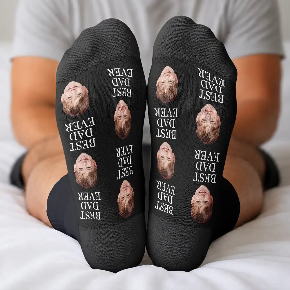 Custom Photo I Love Dad Best Dad Ever - Personalized Crew Socks