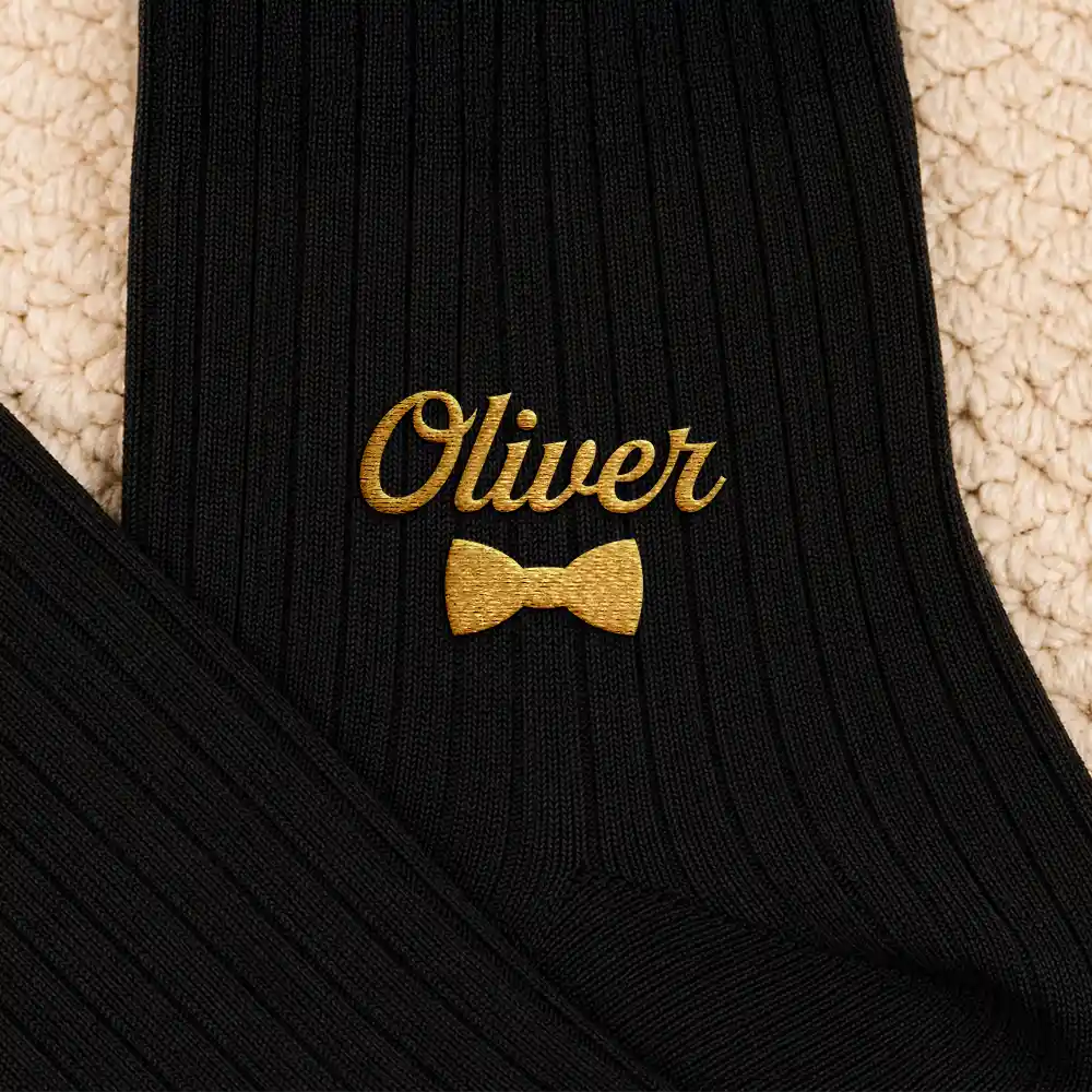 Monogram Vintage Monogram Initial Name - Personalized Embroidered Socks