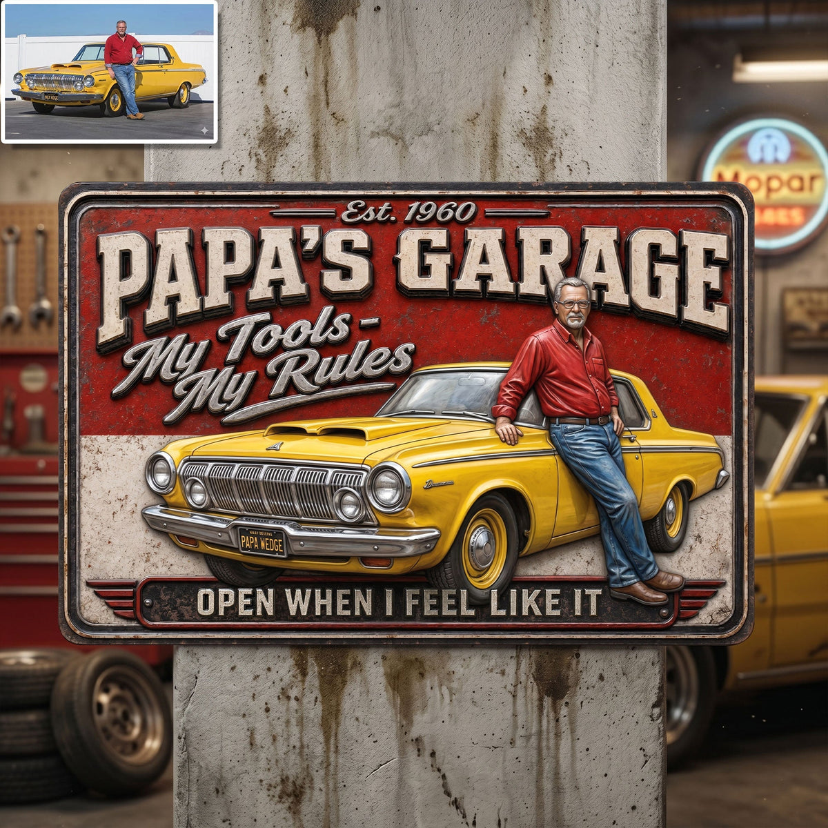 Retro Car Garage Dad Metal Sign - Personalized Custom Photo Gifts For Dads 03HUTI200526