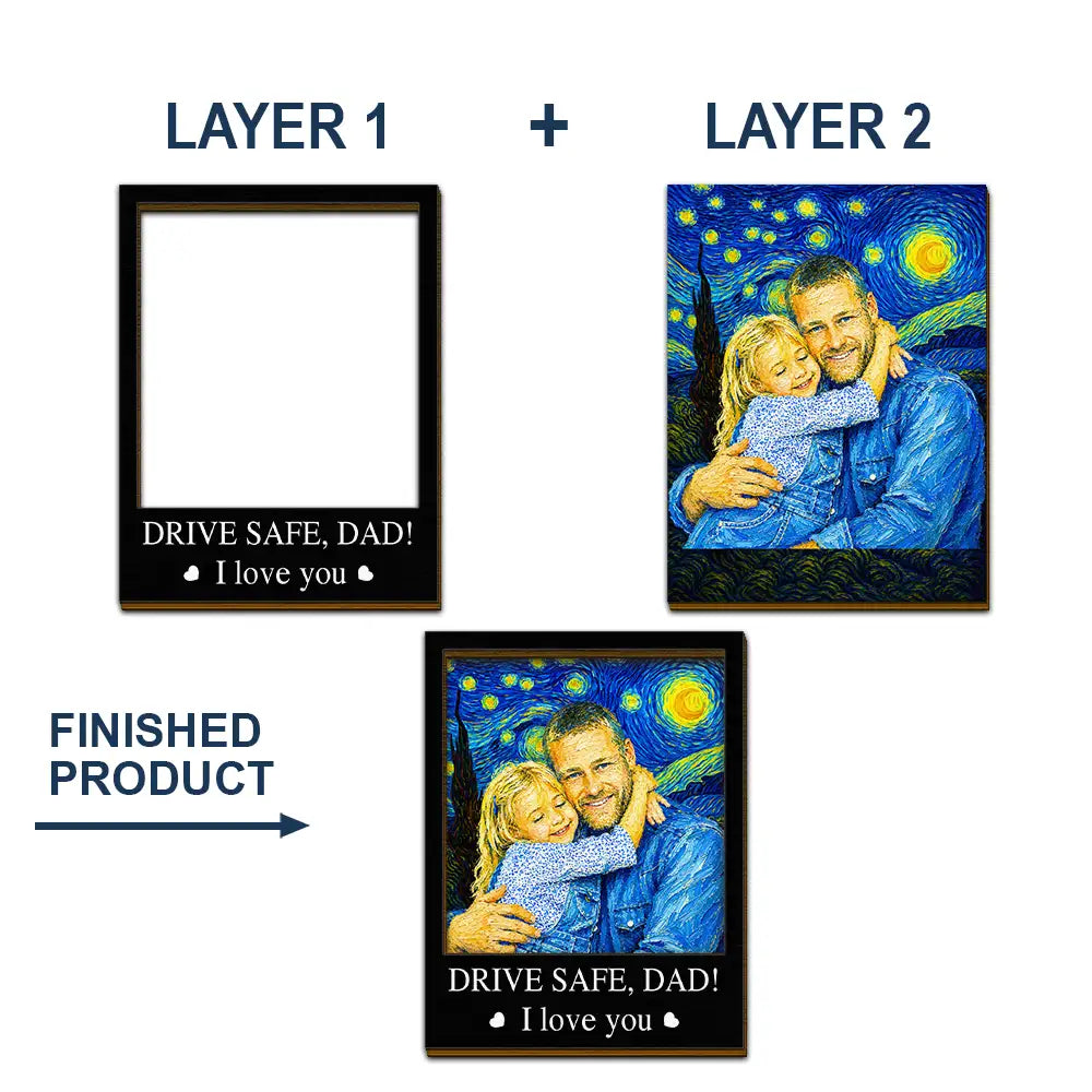 Custom Photo Starry Night Drive Safe Daddy We Love You - Personalized Custom Shaped Car Visor Clip