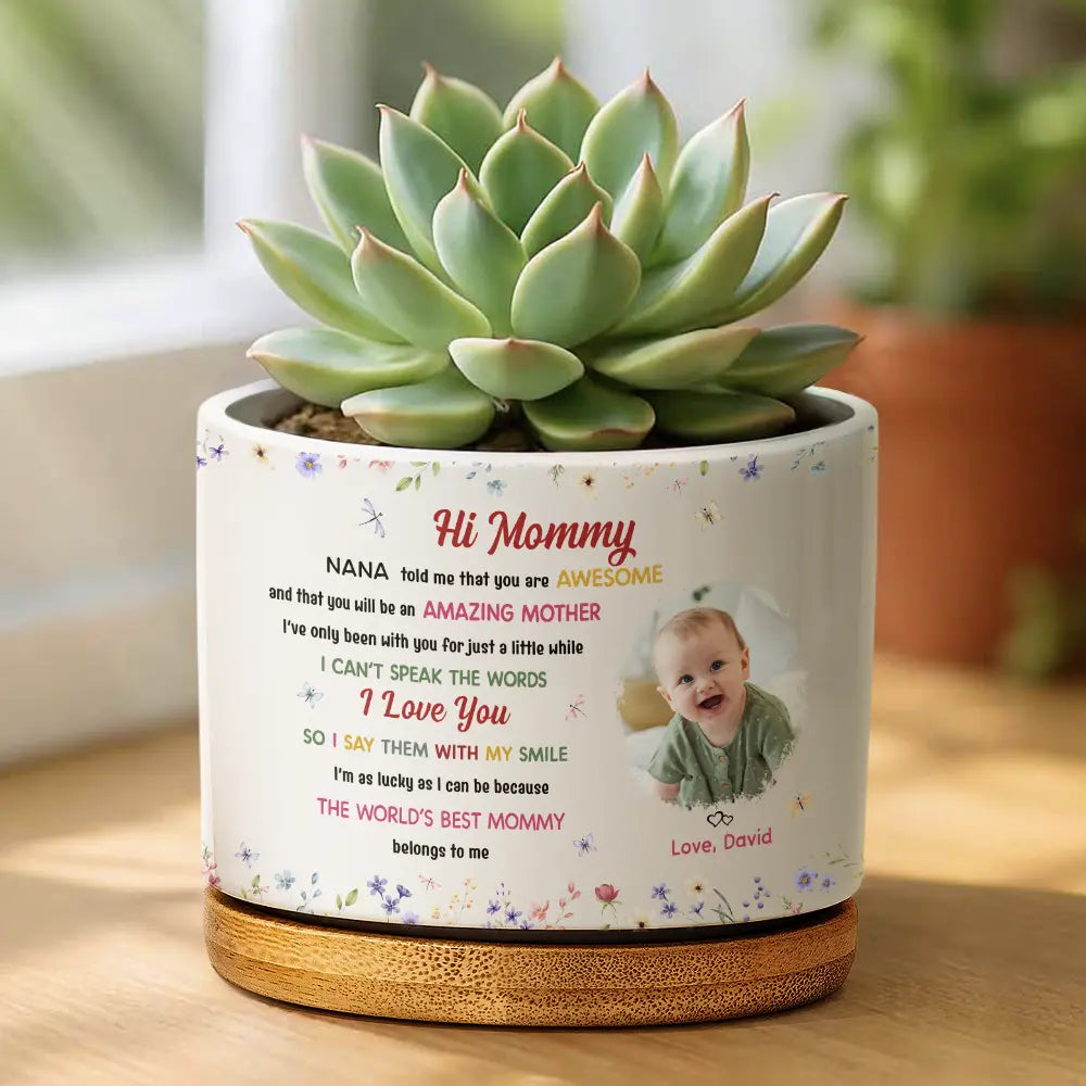 Custom Photo The World's Best Mommy Belongs To Me - Personalized Ceramic Plant Pot