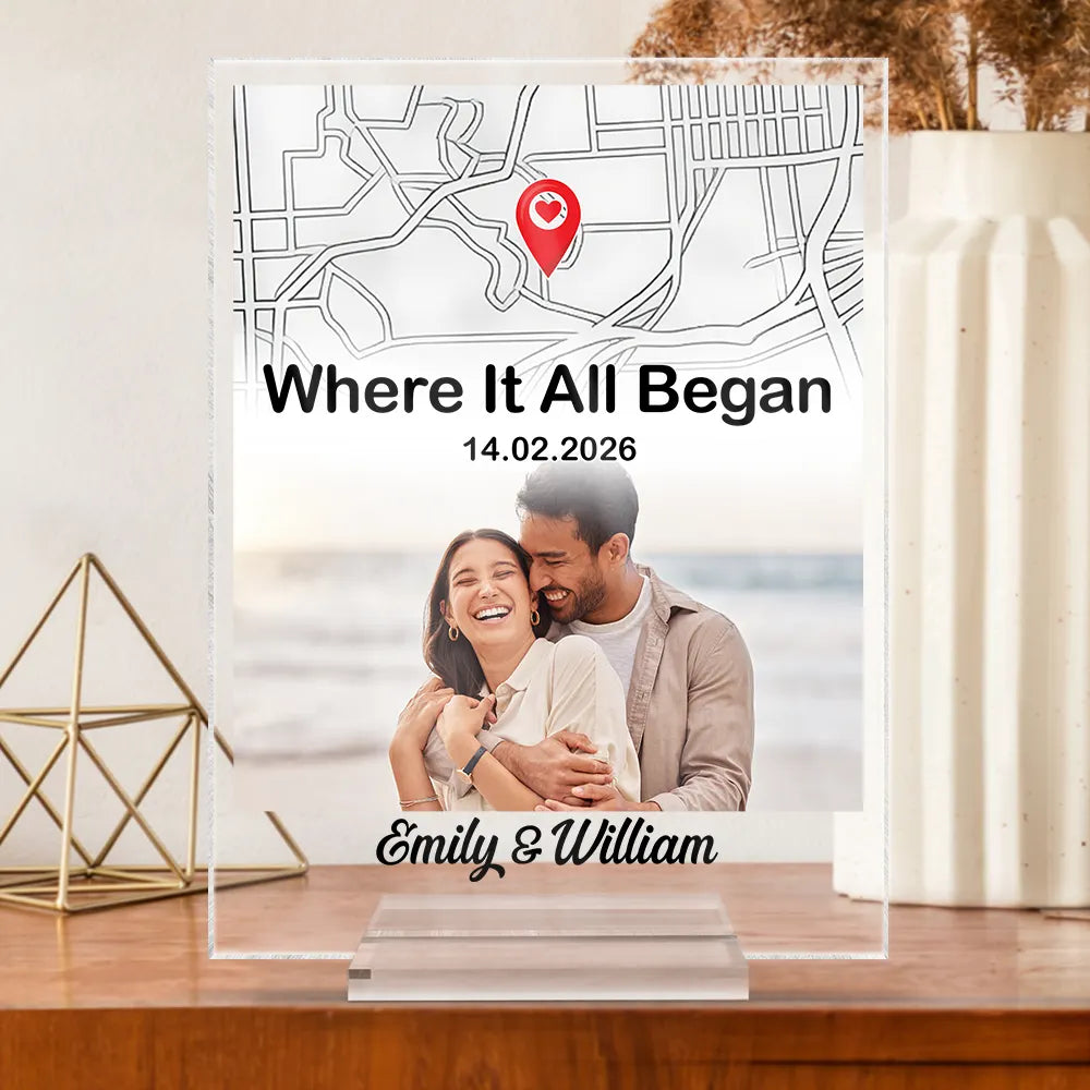 Location Map Custom Photo Where We Said I Do - Personalized Vertical Rectangle Acrylic Plaque