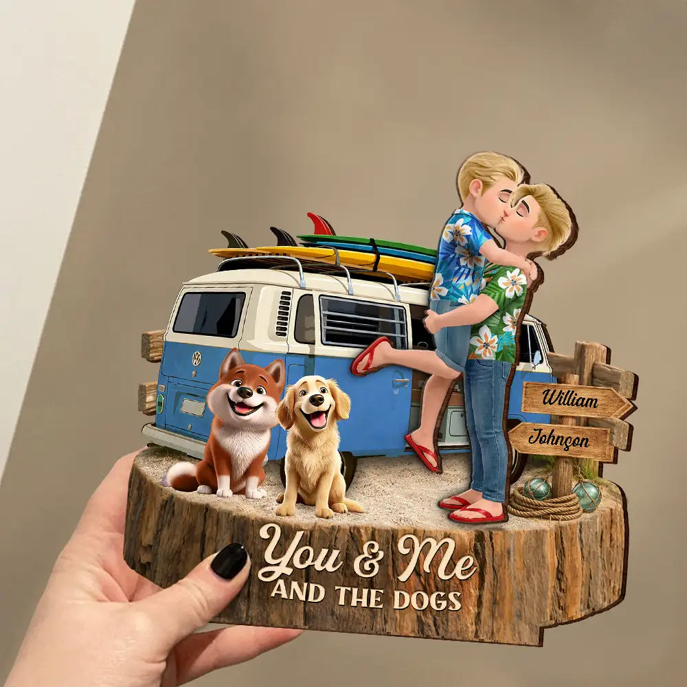 Beach Vibe You And Me And The Dogs - Personalized Custom Shaped Wooden Plaque
