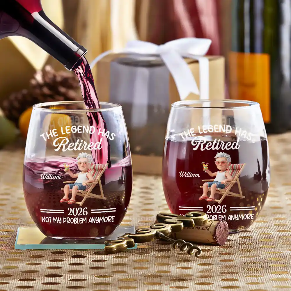 Custom Photo 3D Summer Concept Every Sip Tastes Like It's Not My Problem Anymore Retirement - Personalized Stemless Wine Glass
