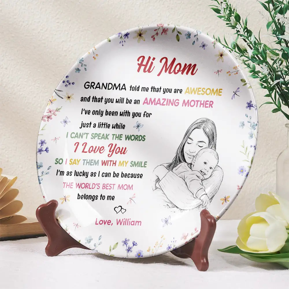 Custom Photo The World's Best Mommy Belongs To Me - Personalized Ceramic Plate