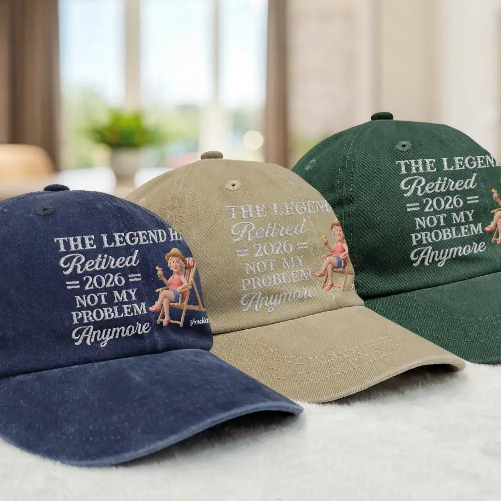 Custom Photo 3D Summer Concept The Legend Has Retired Not My Problem Anymore - Personalized Vintage Washed Denim Cap