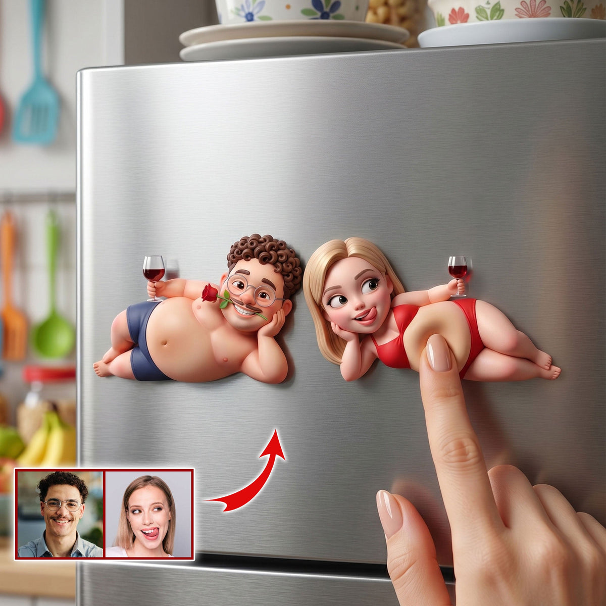 Custom Photo Naughty Couple Anti-collision Acrylic Fridge Magnet - Personalized Gifts For Couple 02huti110626