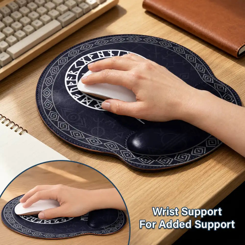 Name In Viking Runes - Personalized Leather Mouse Pad