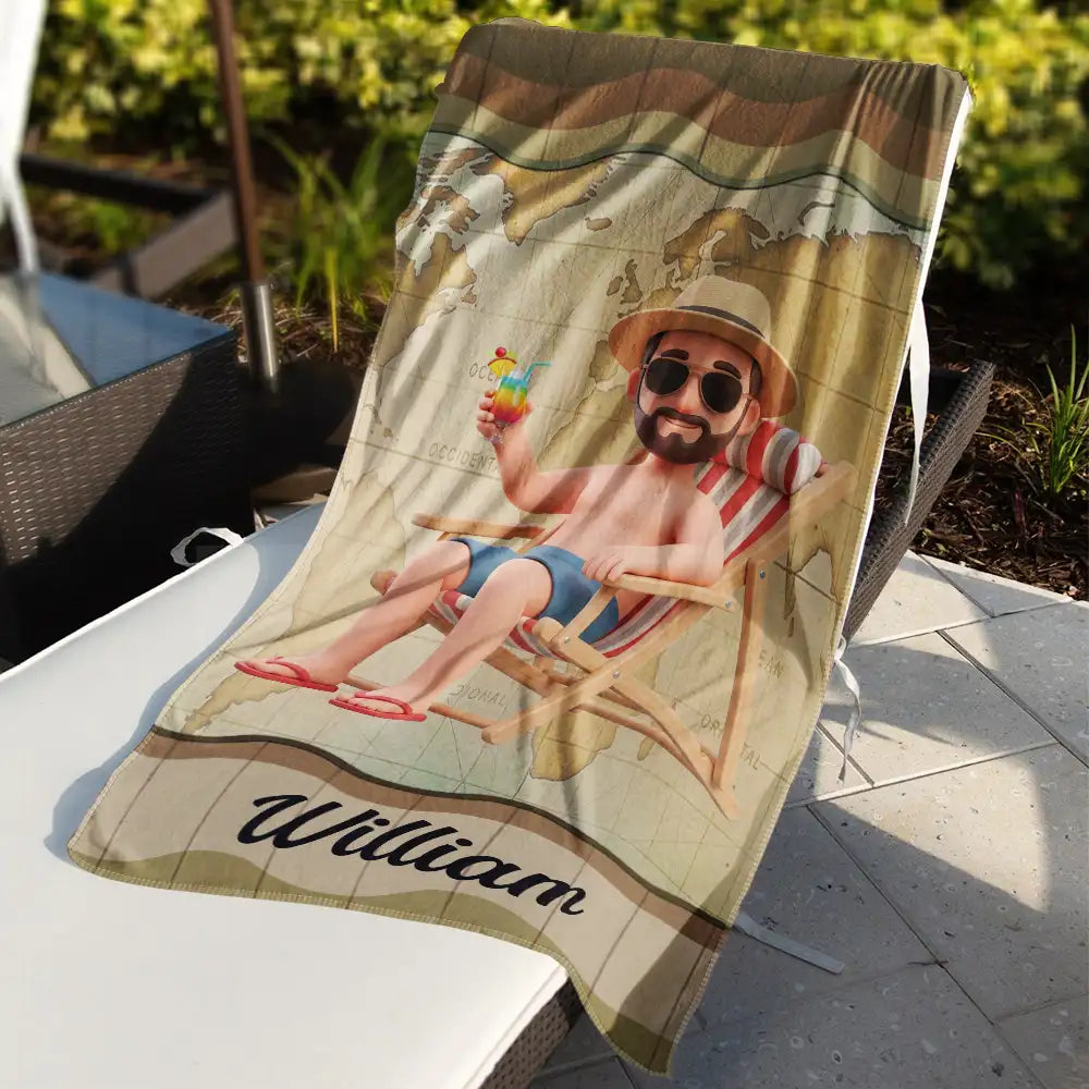 Custom Photo 3D Summer Concept Traveling Beach Poolside Swimming Picnic Vacation - Personalized Beach Towel