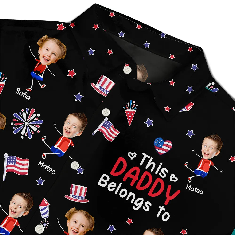 Custom Photo Stars & Stripes This Grandpa Belongs To Kids - Personalized Hawaiian Shirt