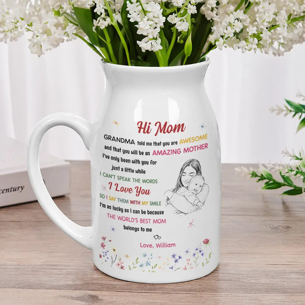 Custom Photo The World's Best Mommy Belongs To Me - Personalized Ceramic Flower Vase