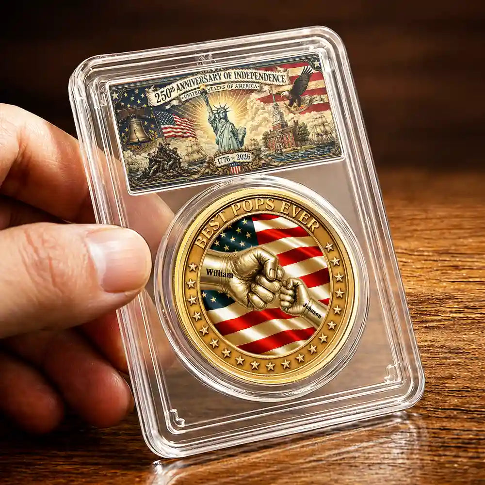 250Th Anniversary Best Dad Grandpa Ever Fist Bump - Personalized Commemorative Keepsake Coin