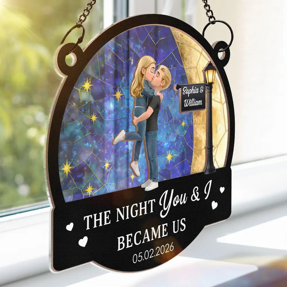 Moon Phase Love You To The Moon And Back - Personalized Window Hanging Suncatcher Ornament