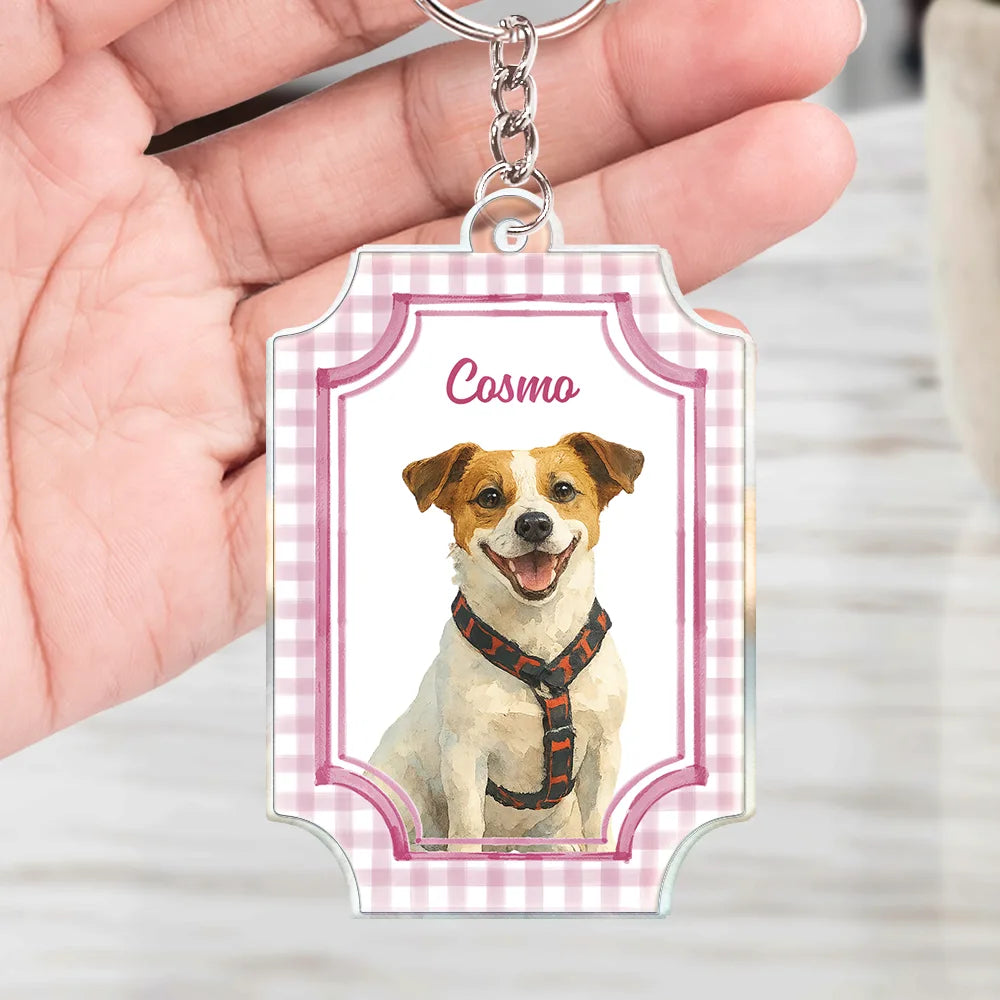 Custom Photo Realistic Watercolor Art Dog Cat Pet Baby Portrait Vintage - Personalized Acrylic Keychain