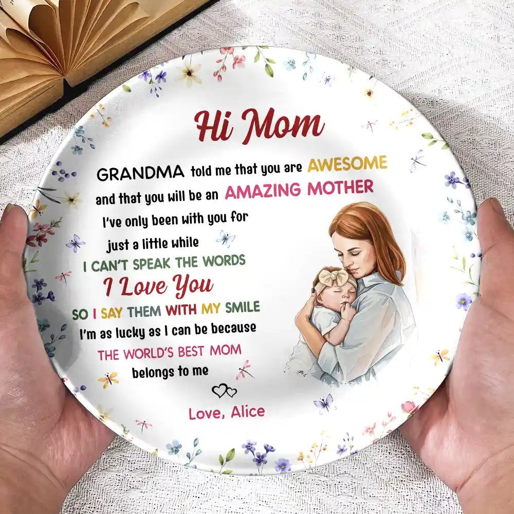 Custom Photo The World's Best Mommy Belongs To Me - Personalized Ceramic Plate