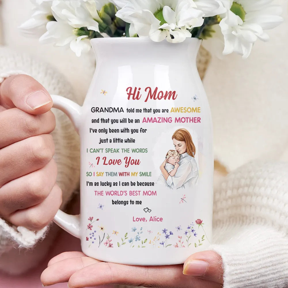 Custom Photo The World's Best Mommy Belongs To Me - Personalized Ceramic Flower Vase
