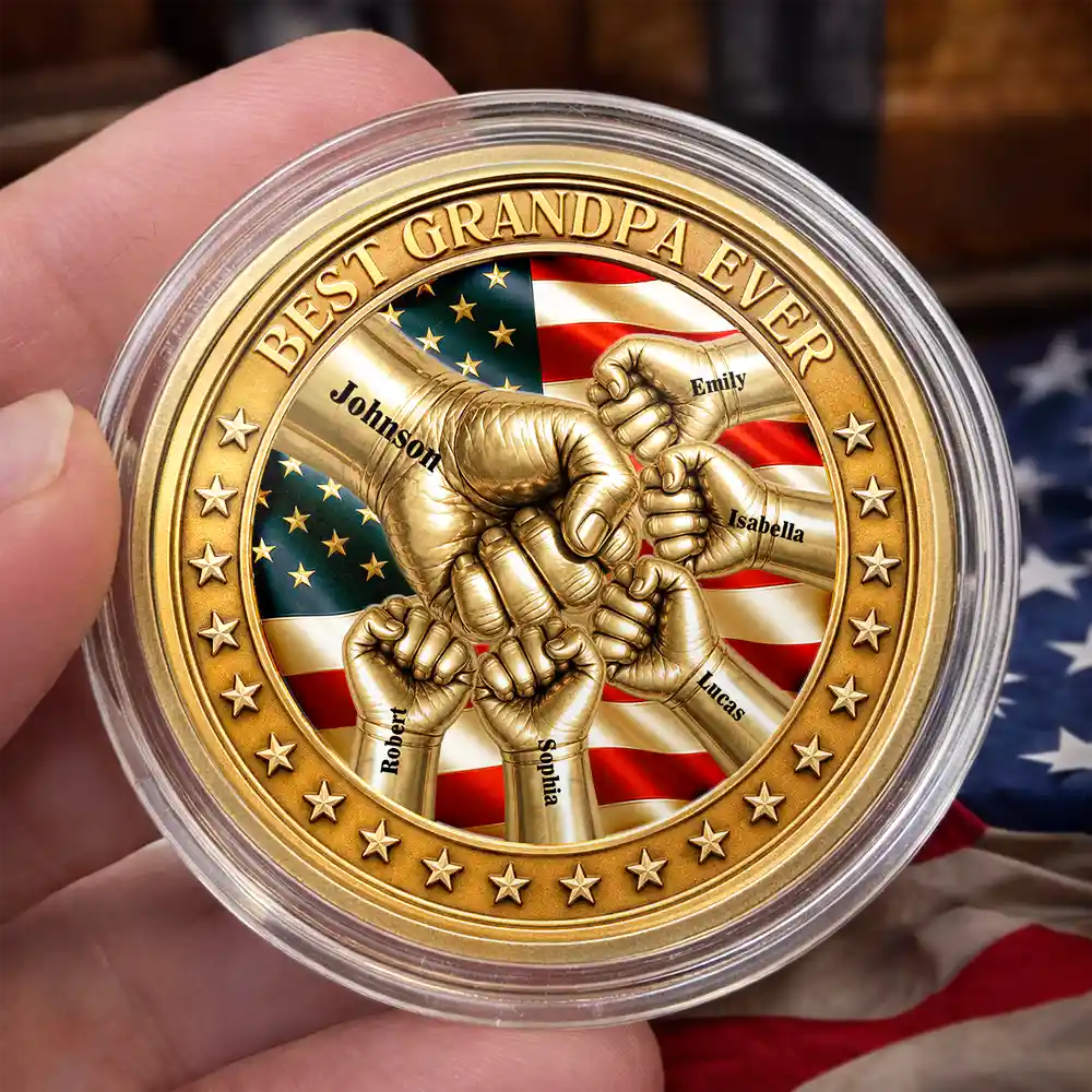 250Th Anniversary Best Dad Grandpa Ever Fist Bump - Personalized Commemorative Keepsake Coin