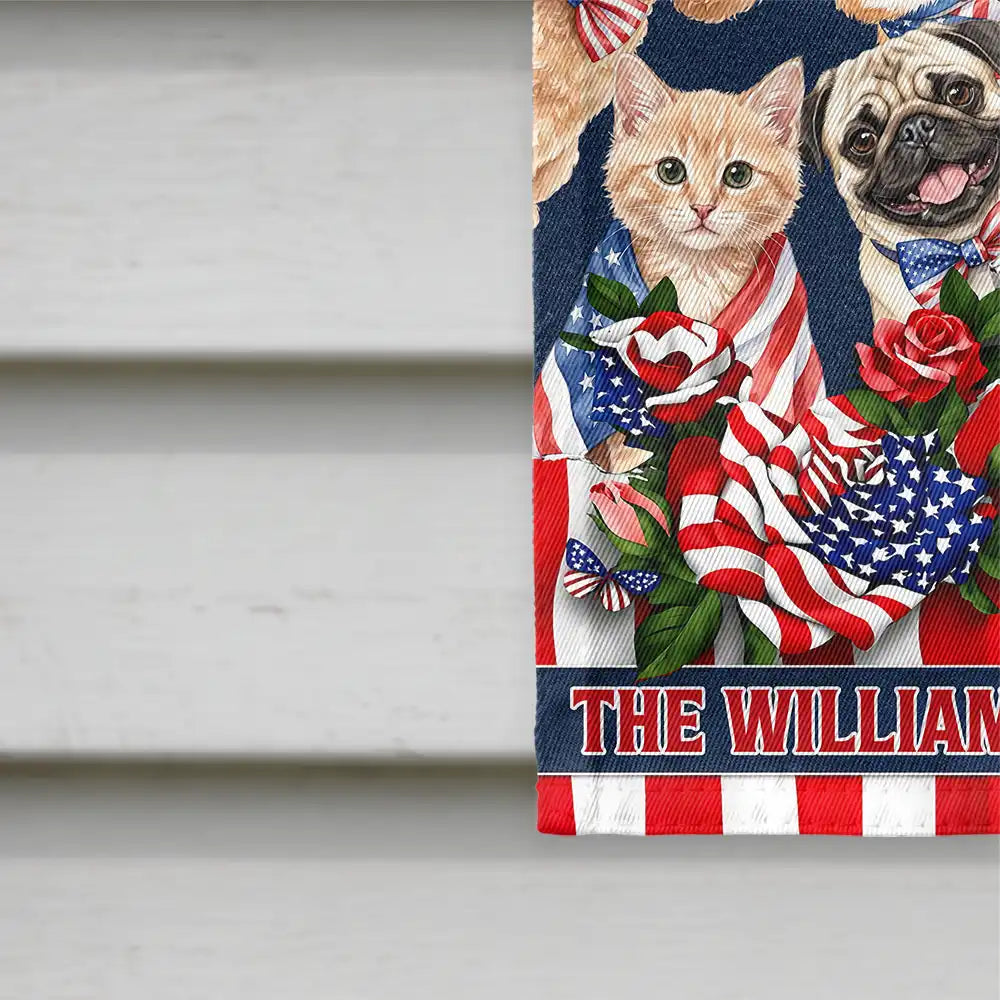 Custom Photo Watercolor With US Accessories Patriotic Dog Cat 250 Years Of Freedom - Personalized Flag