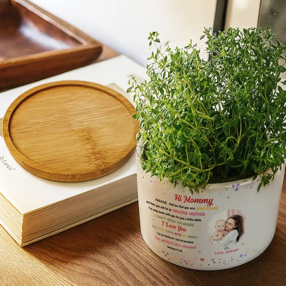 Custom Photo The World's Best Mommy Belongs To Me - Personalized Ceramic Plant Pot
