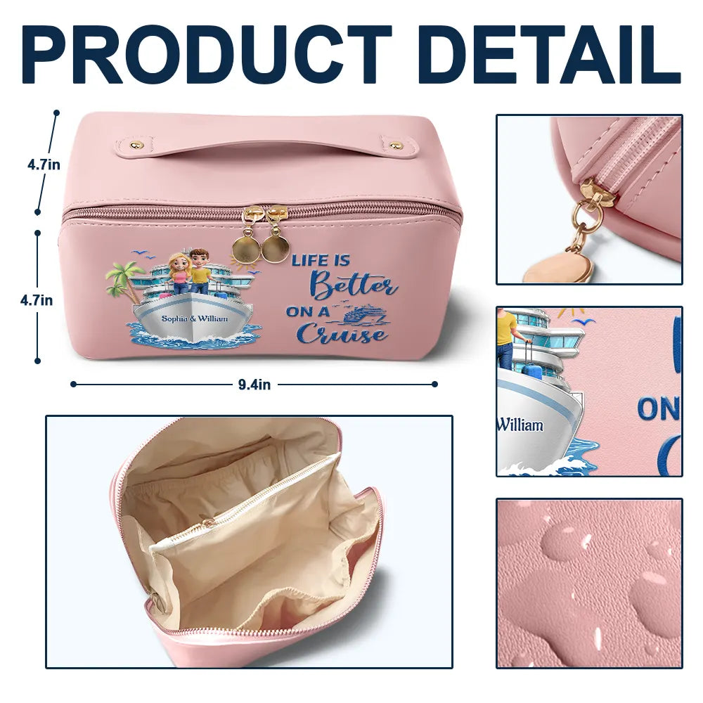All My Cruise Crap - Personalized Leather Makeup Bag
